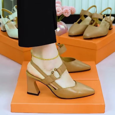 Sandales à talons hauts pour femme en cuir souple