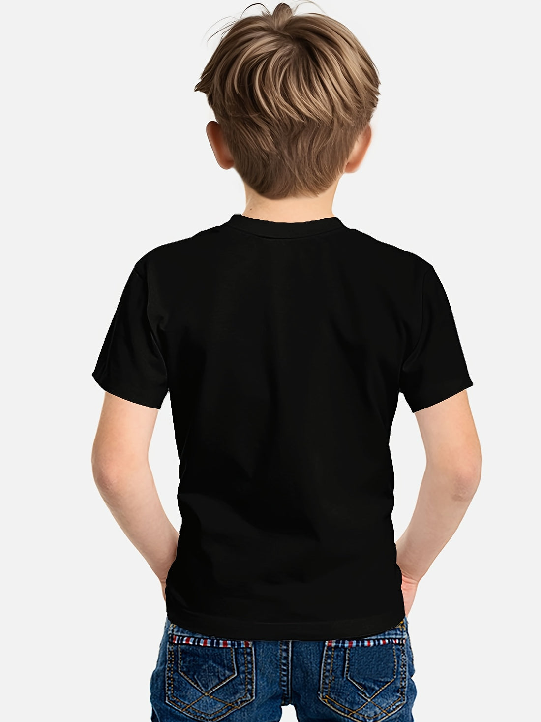 5pcs Boys' Parisian Letter Print T-Shirts - Stylish 3D Digital Graphic, Crew Neck, Short Sleeve, Summer Casual Tops for Youngsters - Red, Green, Beige, Blue, Black, Boy T Shirt