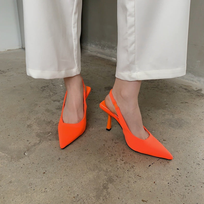 Sandales à talons hauts pointus Satin Spring New Sexy Stiletto Low-cut Back Empty High Heel Pumps -1