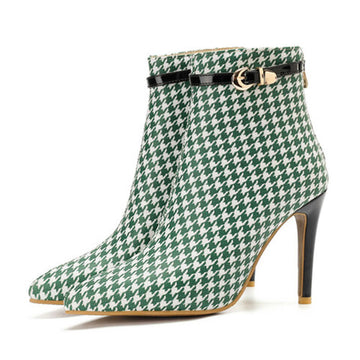 Bottes européennes et américaines à talon aiguille Bottes à la mode pour femmes Bottes à talon haut et pointu Bottes courtes de plus grande taille
