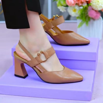Sandales à talons hauts pour femme en cuir souple