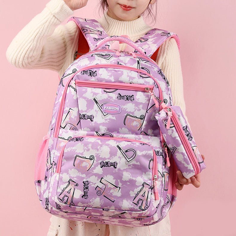 Nouvelle lettre imprimée sac à dos avec étui à crayons Fashion pour école primaire élèves cartable pour filles/garçons - MARIZARD