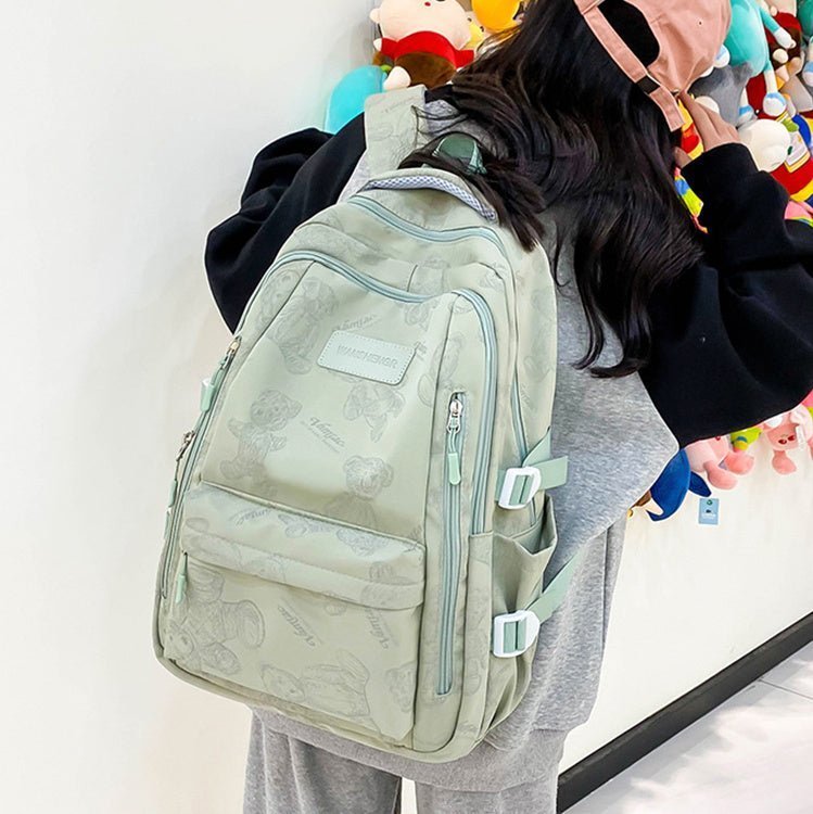 Sac à dos imprimé ours mignon, sac de voyage polyvalent de grande capacité | sac d'école pour filles - MARIZARD